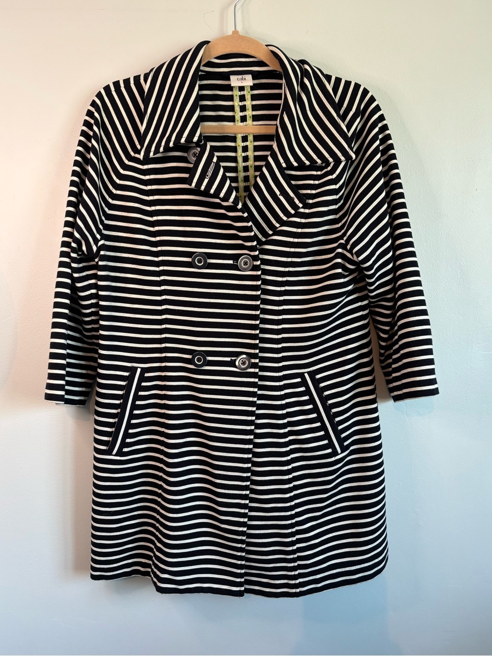 Striped Navy & White Peacoat Jacket - CAbi